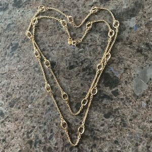 J Crew Gold Tone Metal Long Necklace